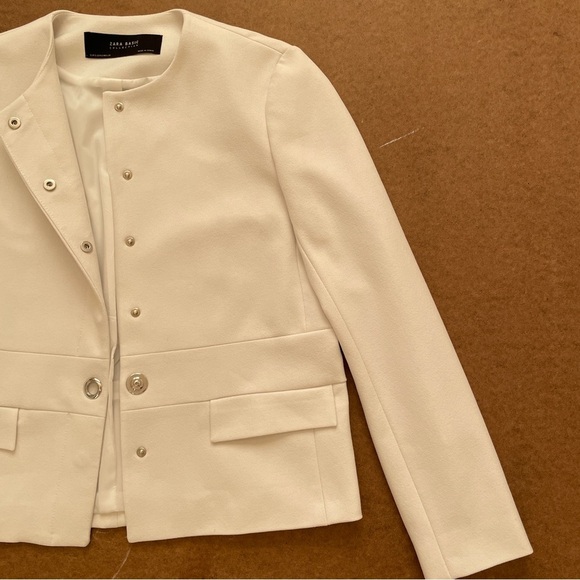 Zara Basic Collection White Business Casual Blazer Suit Jacket Size Small - Picture 5 of 10